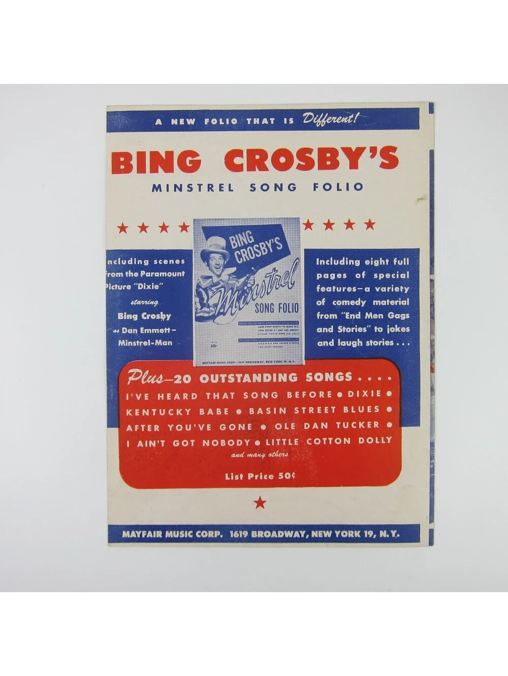 Sheet Music Sunday Monday Always Dixie Bing Crosby Dorothy Lamour Vintage 1943